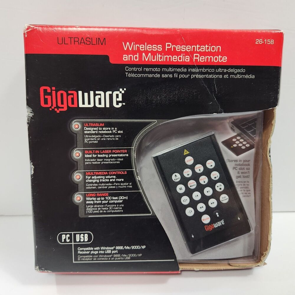 Gigaware Wireless Presentation & Multimedia Ultraslim Remote 26-158 New Open Box